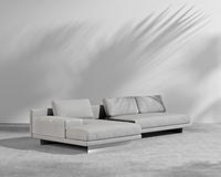 Dresden Outdoor Sectional Sofa - Brushed Steel - Dresden Outdoor, Armrest, Left-Hand-Facing, Outdoor Fabric - Encino