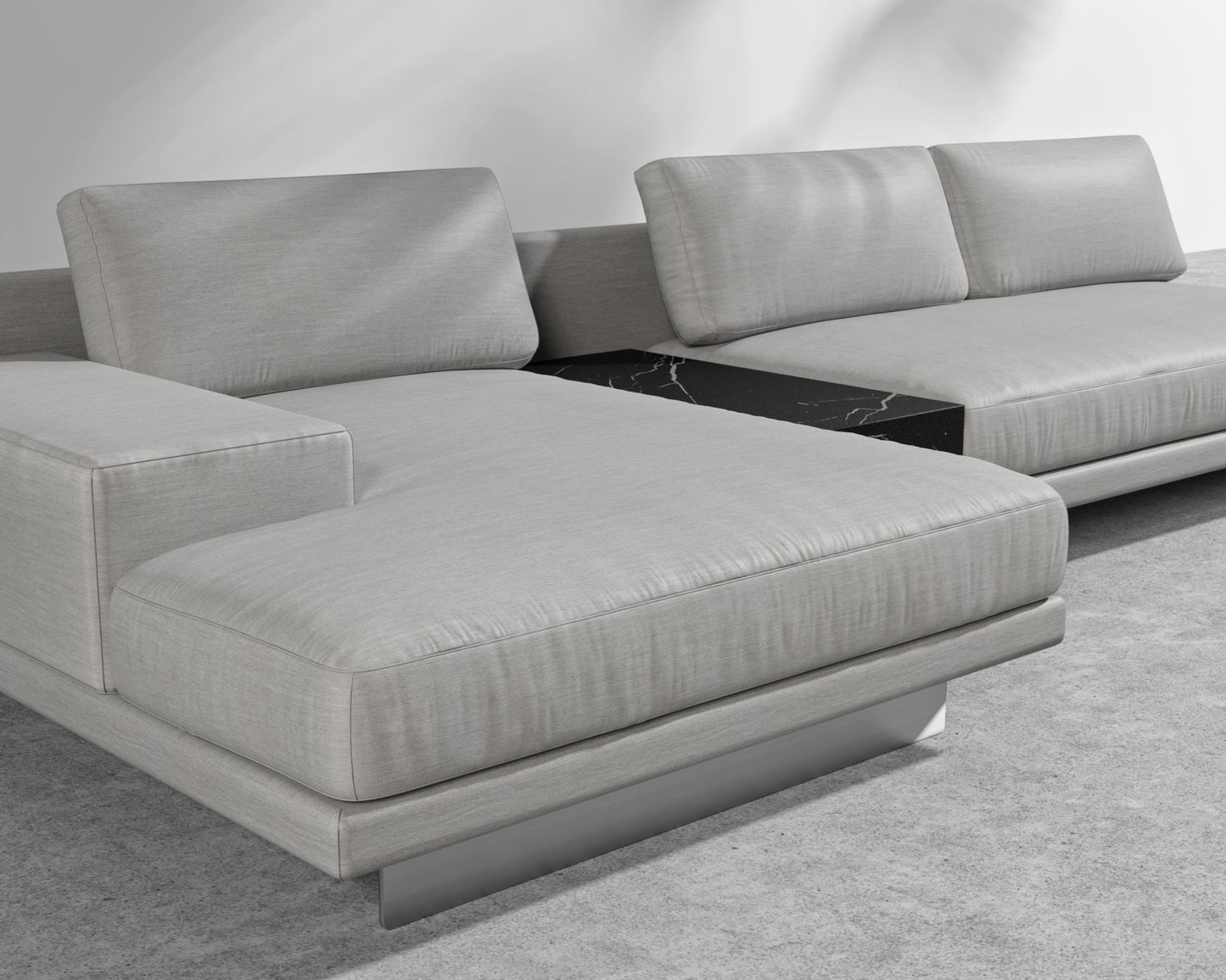 Dresden Outdoor Sectional Sofa - Brushed Steel - Dresden Outdoor, Armrest, Left-Hand-Facing, Outdoor Fabric - Encino