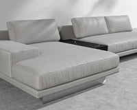 Dresden Outdoor Sectional Sofa - Brushed Steel - Dresden Outdoor, Armrest, Left-Hand-Facing, Outdoor Fabric - Encino