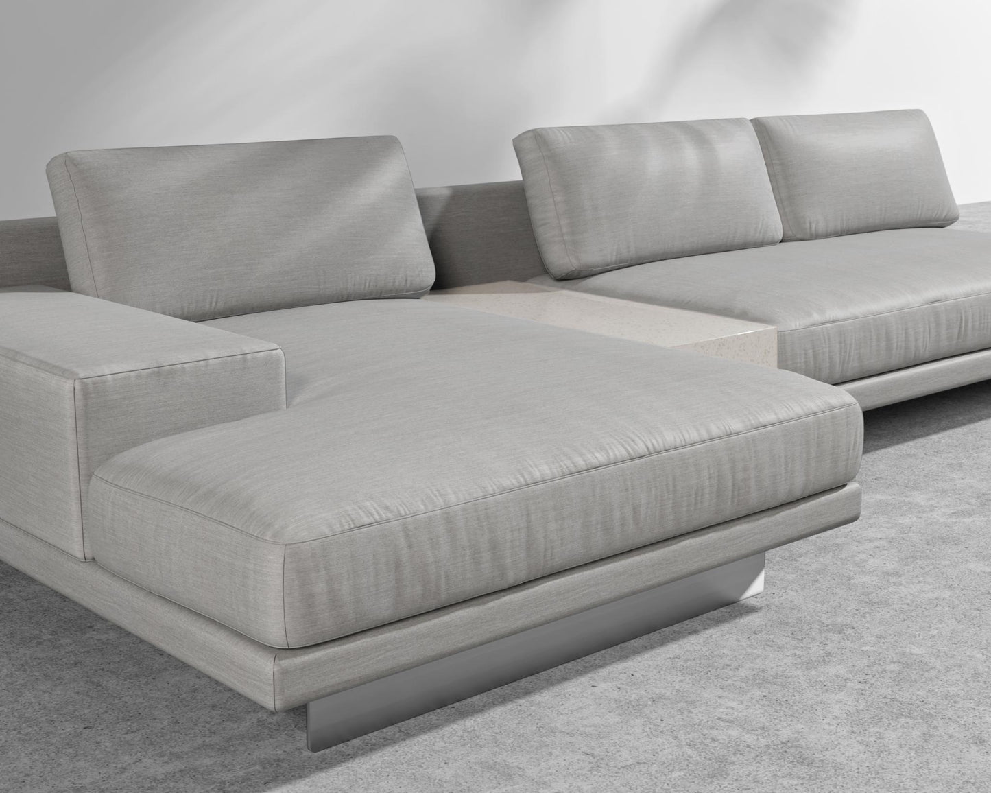 Dresden Outdoor Sectional Sofa - Brushed Steel - Dresden Outdoor, Armrest, Left-Hand-Facing, Outdoor Fabric - Encino