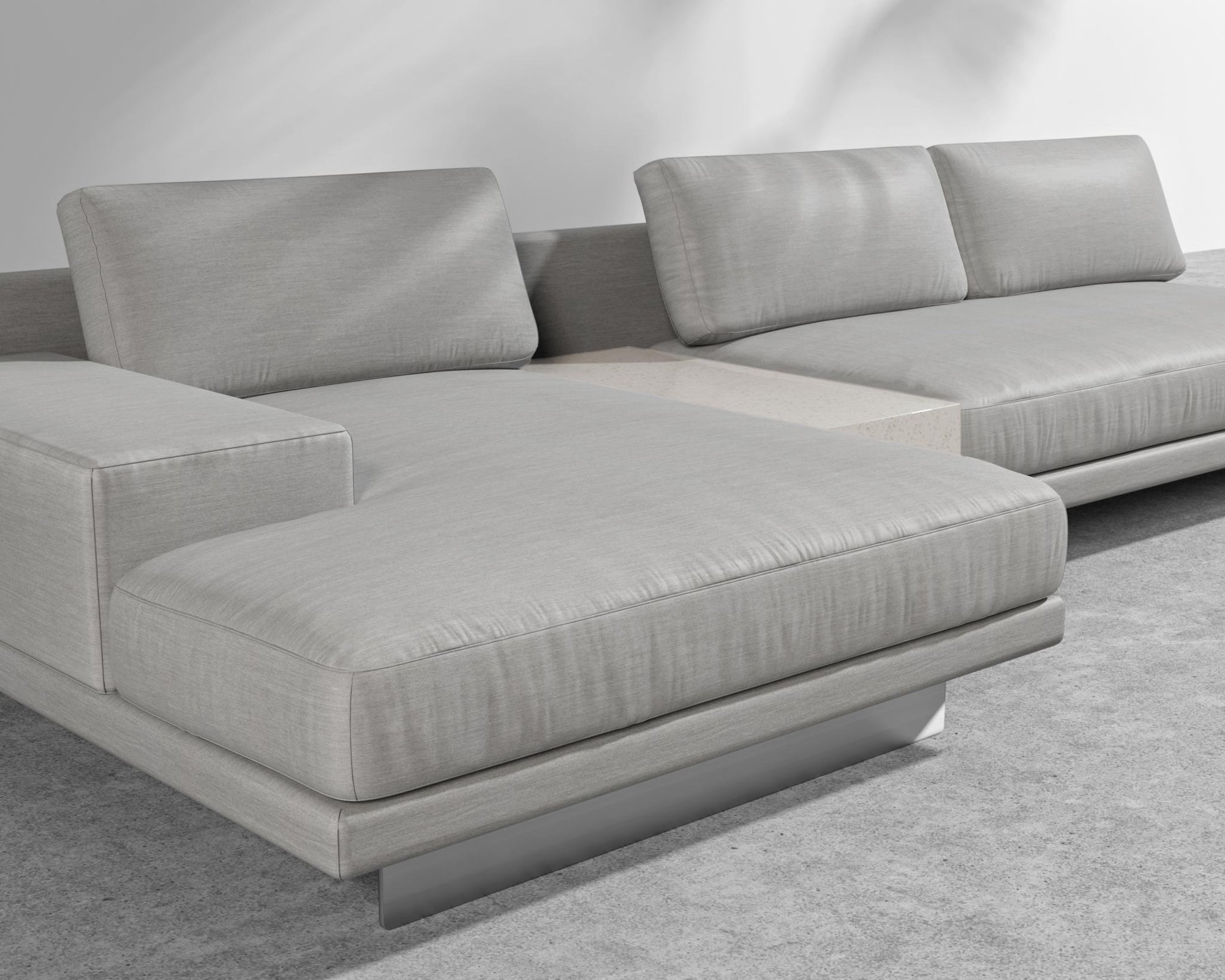 Dresden Outdoor Sectional Sofa - Brushed Steel - Dresden Outdoor, Armrest, Left-Hand-Facing, Outdoor Fabric - Encino