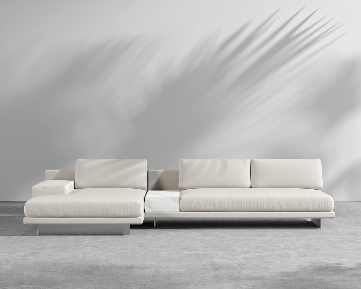 Dresden Outdoor Sectional Sofa - Brushed Steel - Dresden Outdoor, Armrest, Left-Hand-Facing, Outdoor Fabric - Palisades