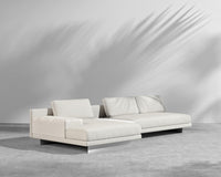 Dresden Outdoor Sectional Sofa - Brushed Steel - Dresden Outdoor, Armrest, Left-Hand-Facing, Outdoor Fabric - Palisades