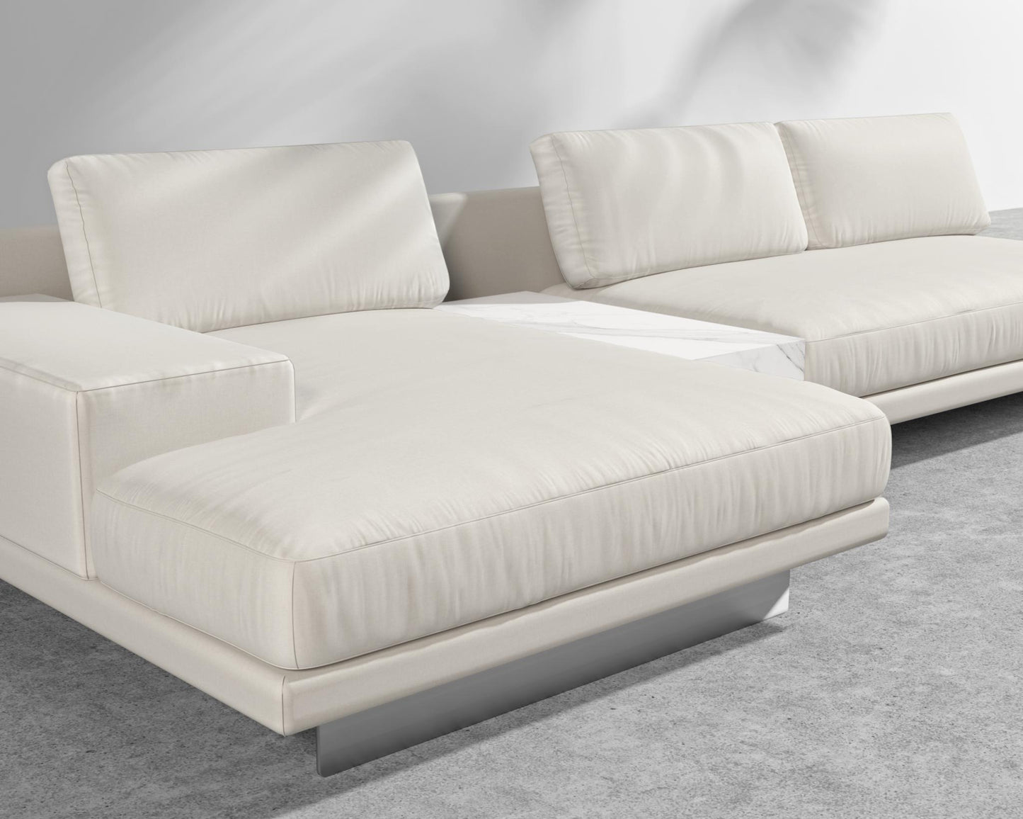 Dresden Outdoor Sectional Sofa - Brushed Steel - Dresden Outdoor, Armrest, Left-Hand-Facing, Outdoor Fabric - Palisades