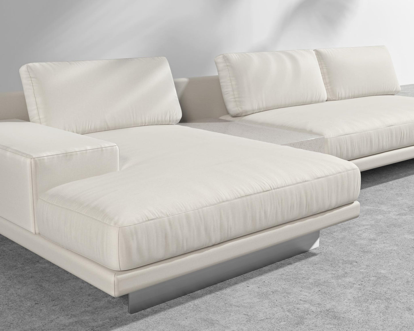 Dresden Outdoor Sectional Sofa - Brushed Steel - Dresden Outdoor, Armrest, Left-Hand-Facing, Outdoor Fabric - Palisades