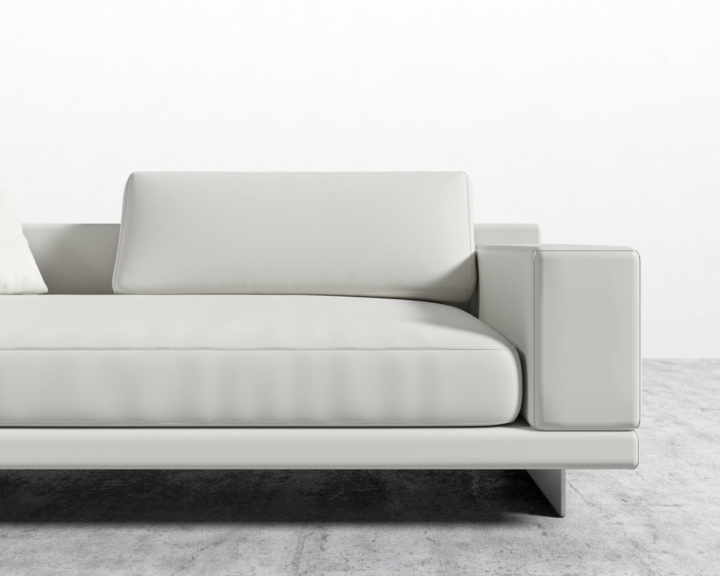 Dresden Right Arm Sofa - Trento Microfiber Leather - Trento Eggshell, Brushed Steel - Dresden