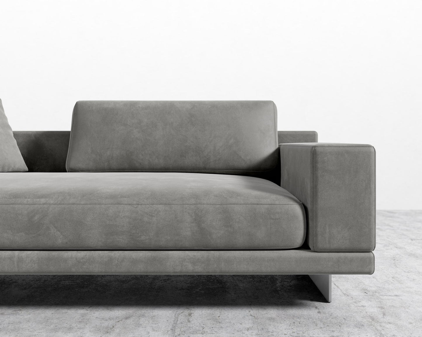 Dresden Right Arm Sofa - Venice Vegan Suede - Strato, Brushed Steel - Dresden