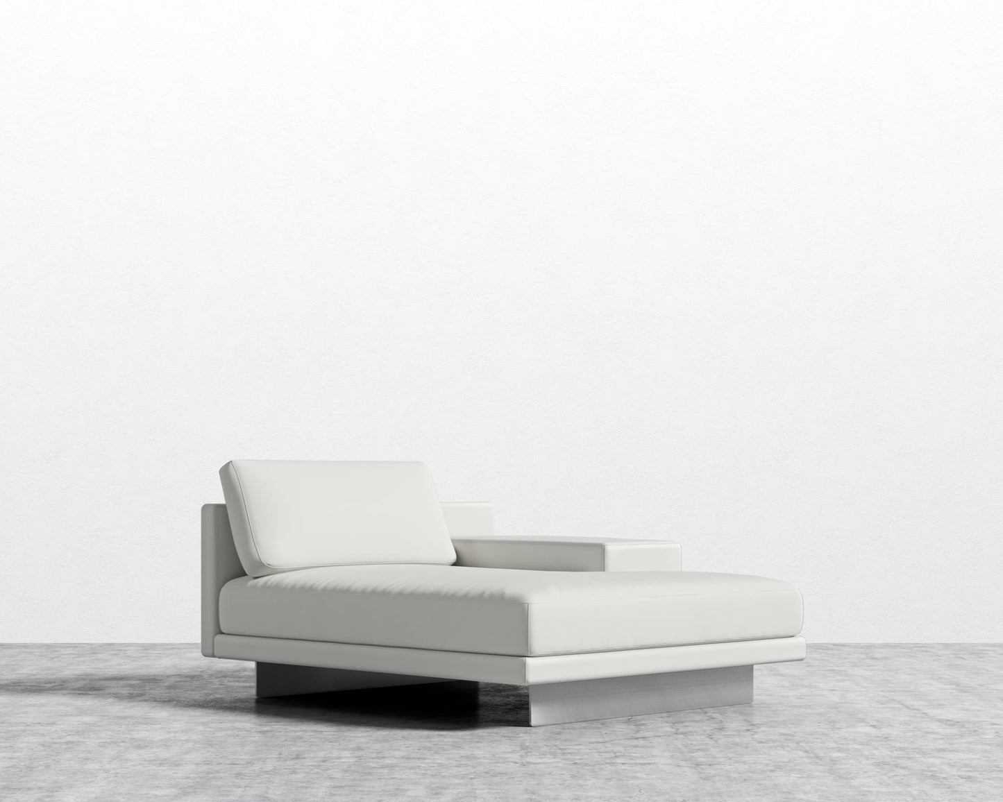 Dresden Right Chaise with Armrest - Trento Microfiber Leather - Trento Eggshell, Brushed Steel - Dresden