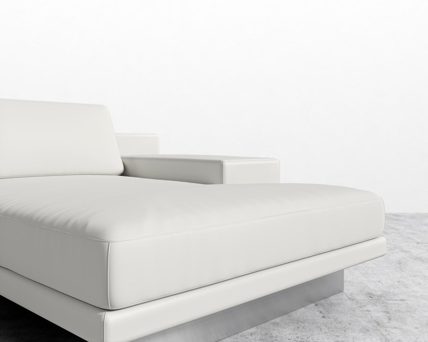 Dresden Right Chaise with Armrest - Trento Microfiber Leather - Trento Eggshell, Brushed Steel - Dresden