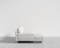 Dresden Sectional Sofa - Walnut Veneer Storage Table, Microfiber Leather - Trento Eggshell, Left-Hand-Facing, Brushed Steel - Dresden