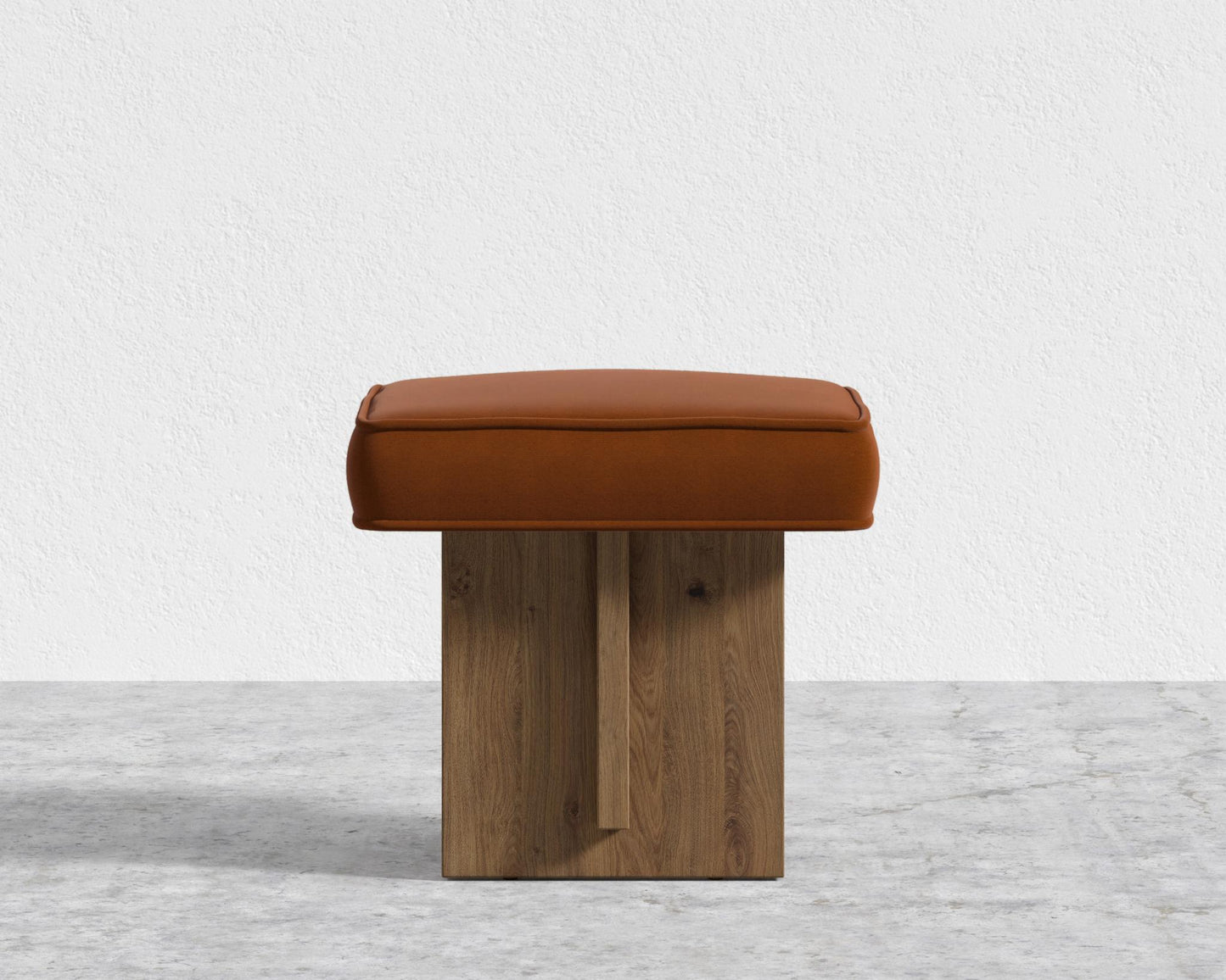 Echo Stool by Maria Sharapova - Faux Mohair - Cognac, Natural Acacia