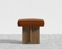 Echo Stool by Maria Sharapova - Faux Mohair - Cognac, Natural Acacia