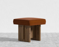 Echo Stool by Maria Sharapova - Faux Mohair - Cognac, Natural Acacia