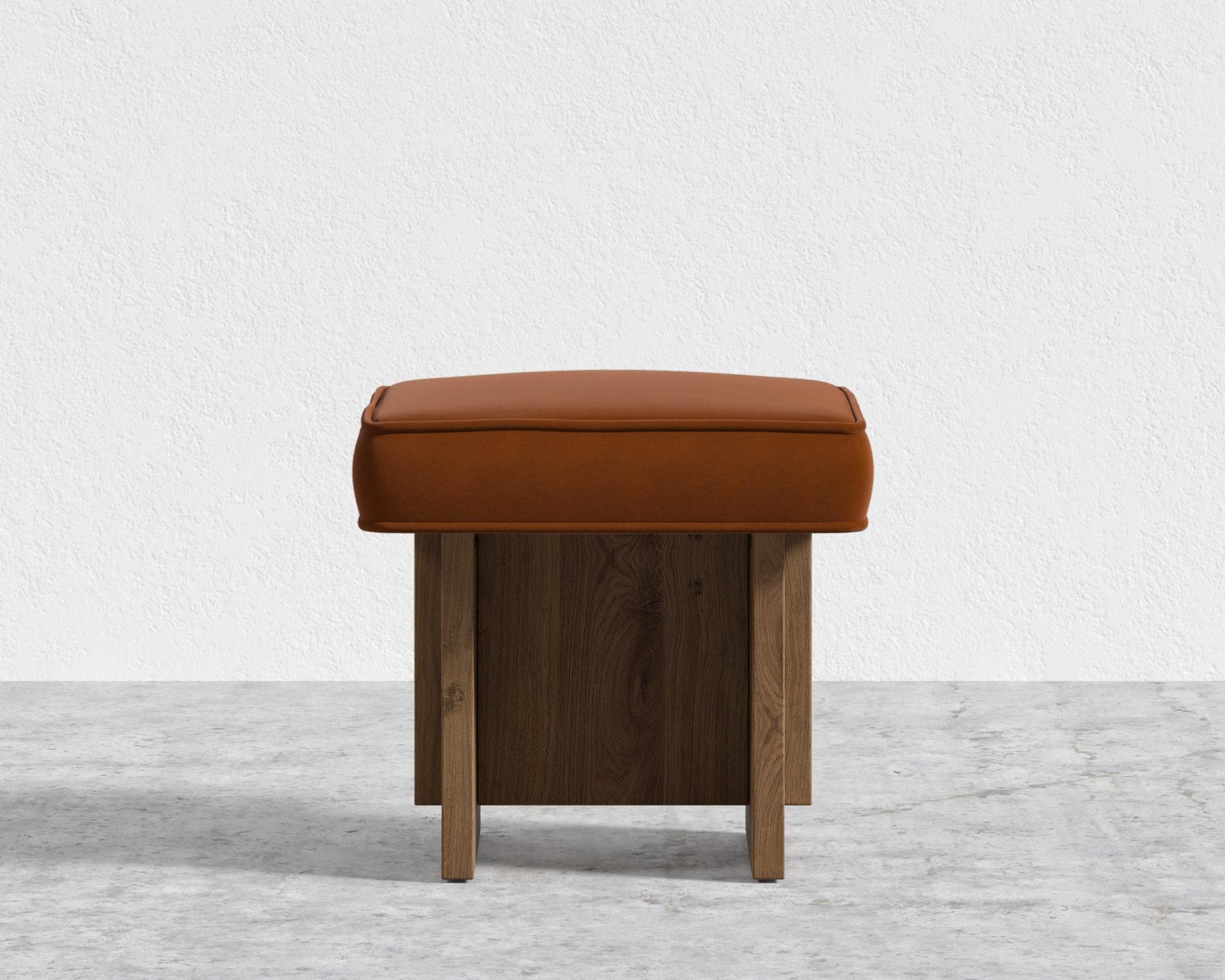 Echo Stool by Maria Sharapova - Faux Mohair - Cognac, Natural Acacia