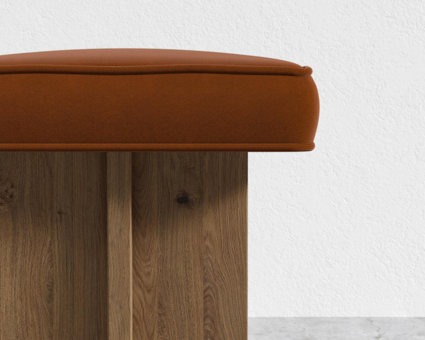 Echo Stool by Maria Sharapova - Faux Mohair - Cognac, Natural Acacia