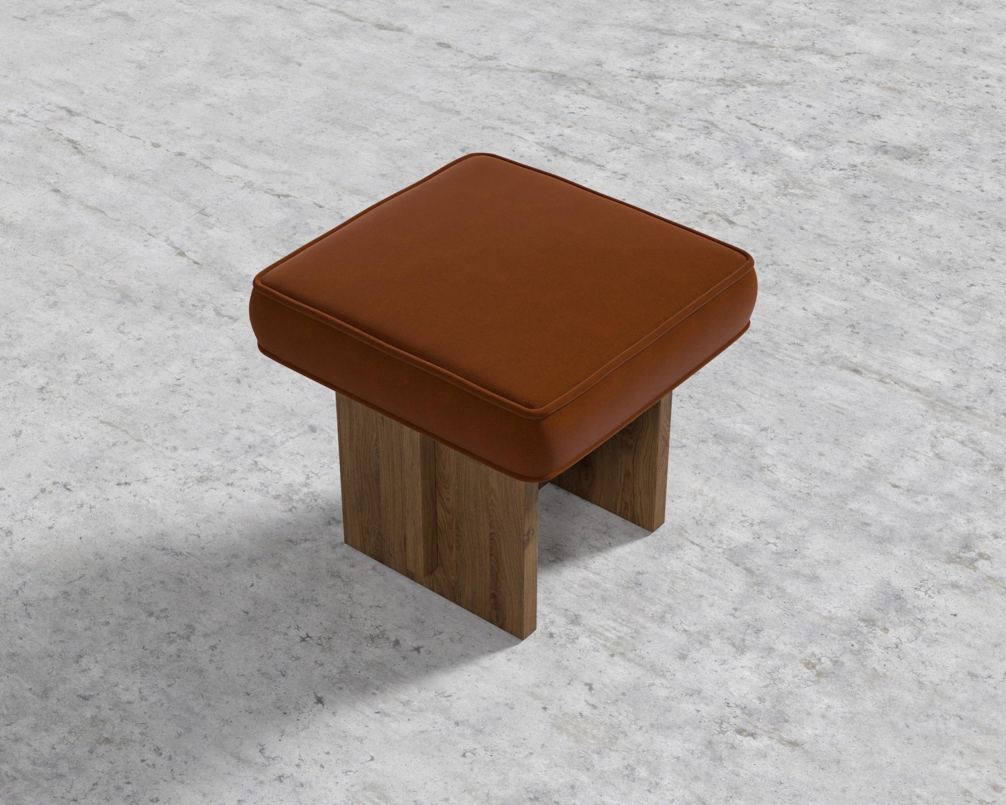 Echo Stool by Maria Sharapova - Faux Mohair - Cognac, Natural Acacia