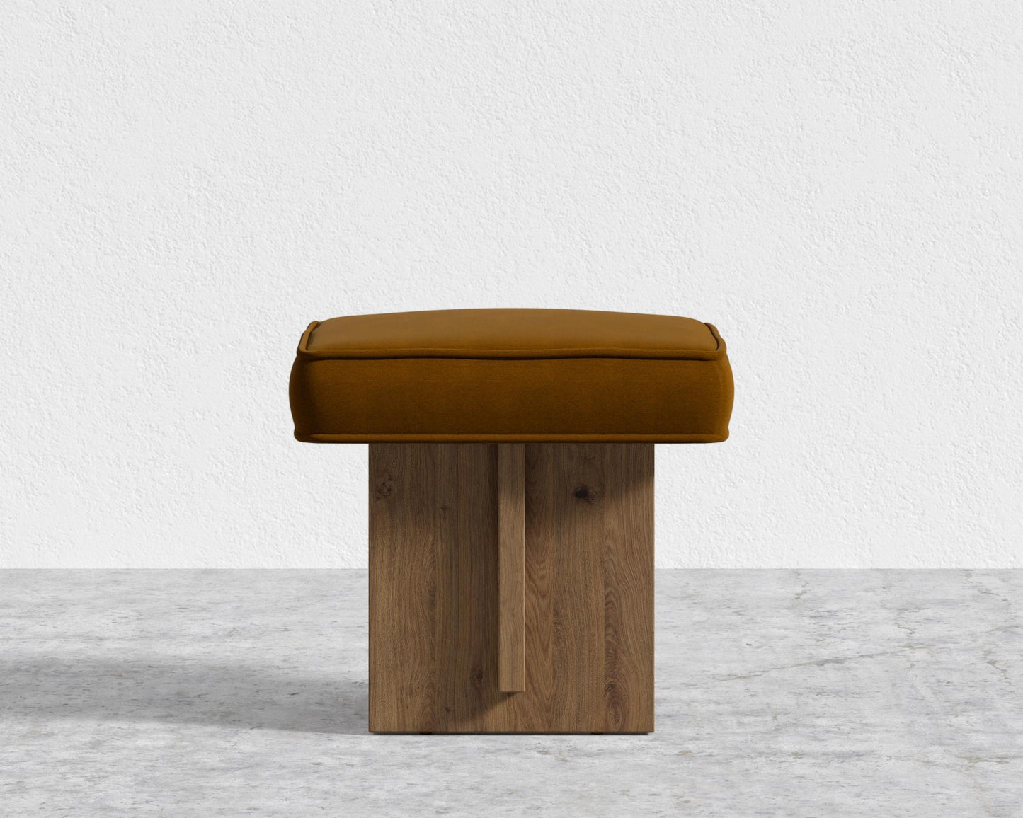 Echo Stool by Maria Sharapova - Faux Mohair - Ochre, Natural Acacia