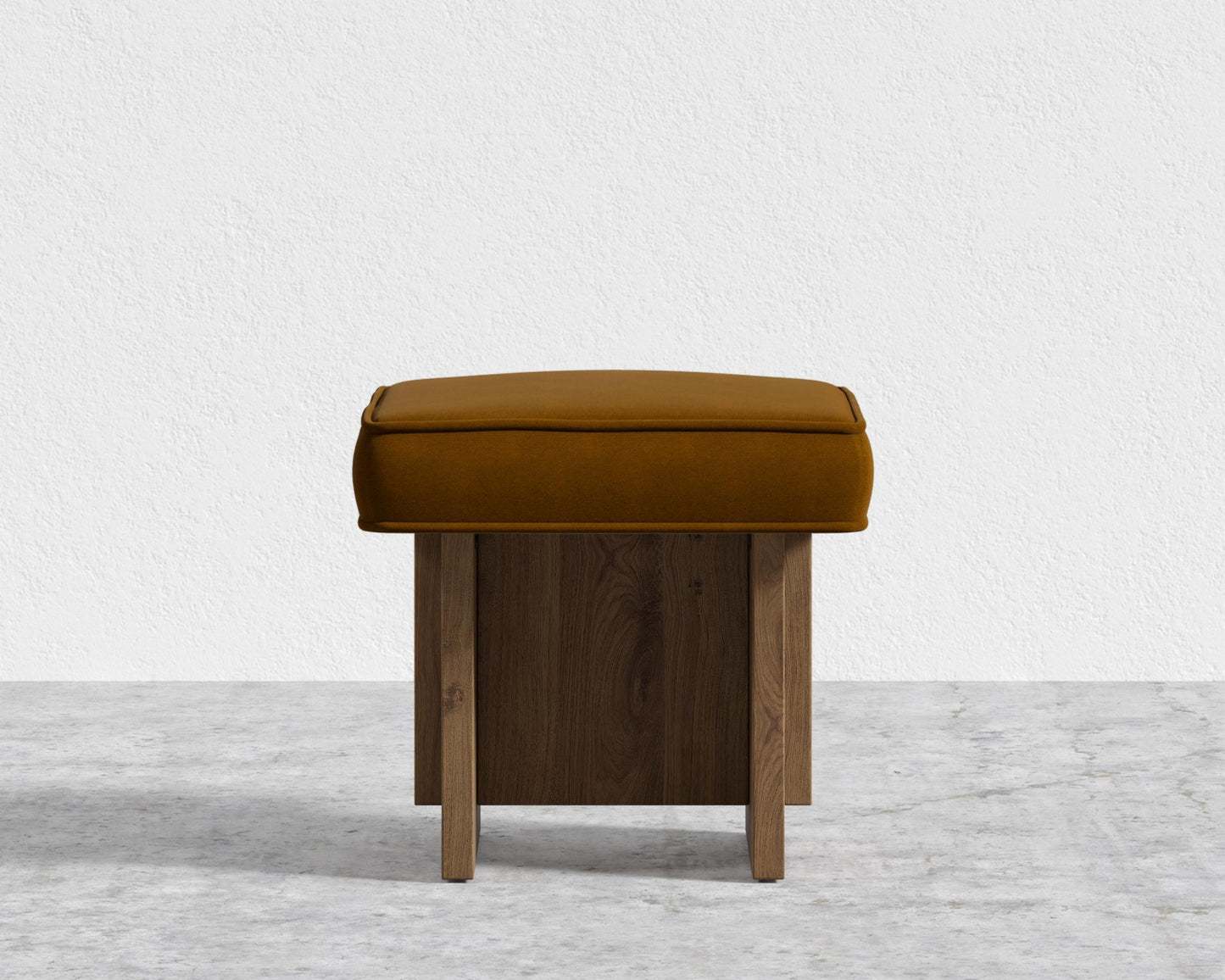 Echo Stool by Maria Sharapova - Faux Mohair - Ochre, Natural Acacia