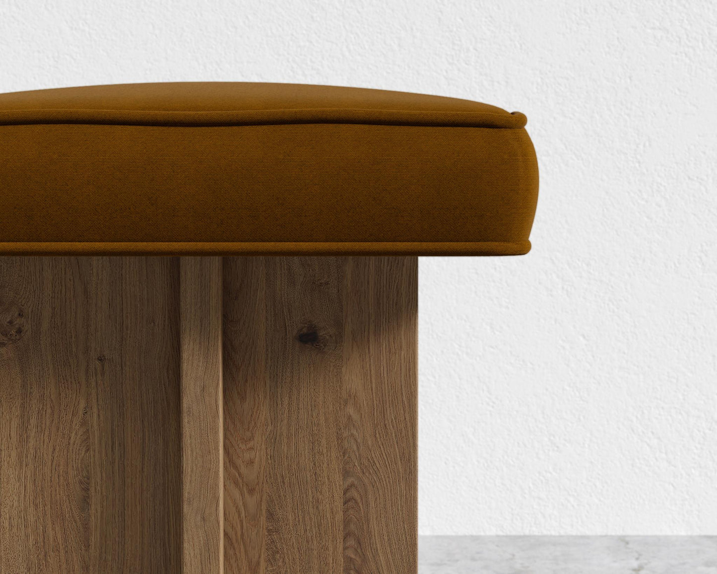 Echo Stool by Maria Sharapova - Faux Mohair - Ochre, Natural Acacia