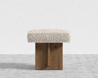 Echo Stool by Maria Sharapova - Natural Acacia, Shearling - Almond