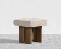 Echo Stool by Maria Sharapova - Natural Acacia, Shearling - Almond