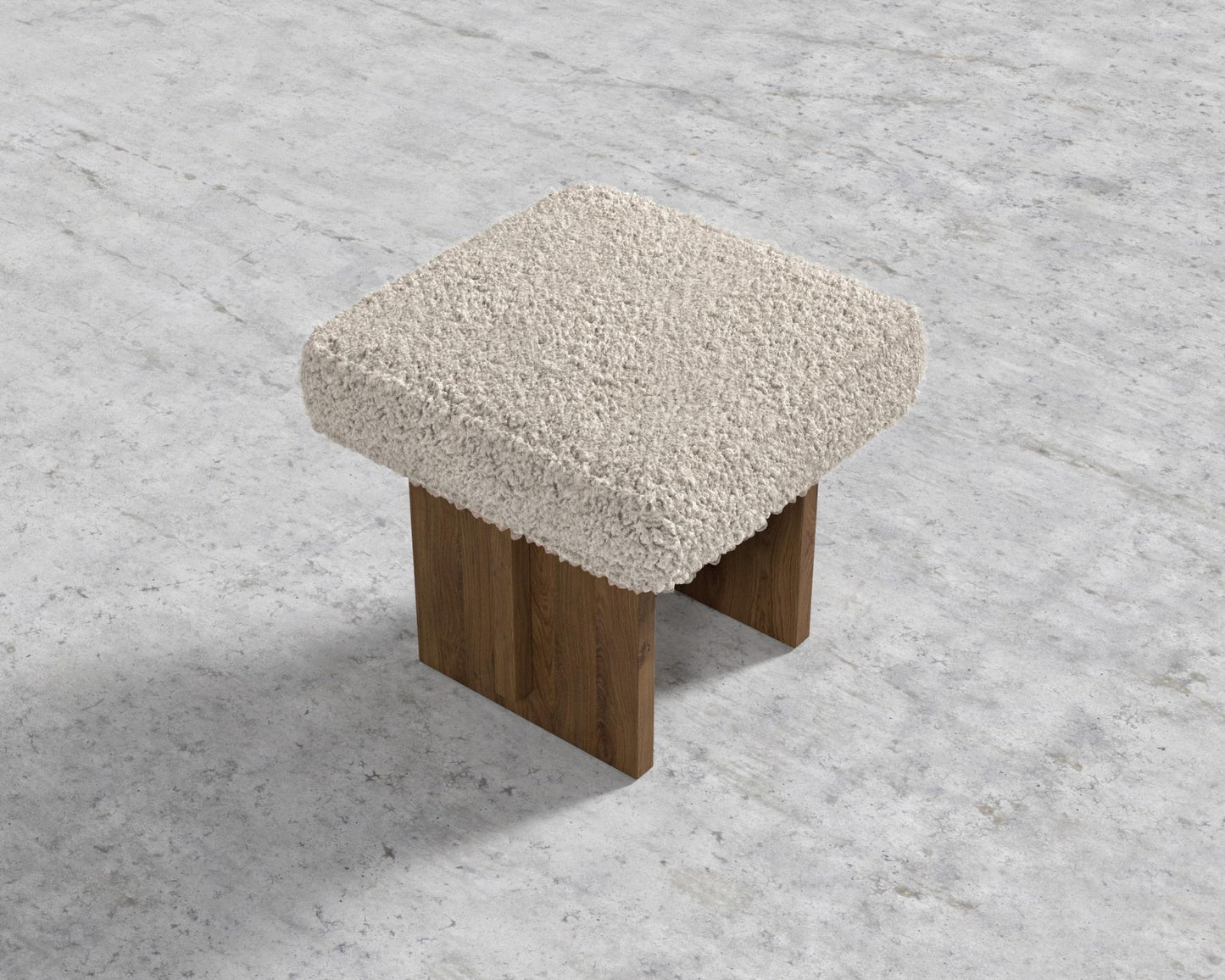 Echo Stool by Maria Sharapova - Natural Acacia, Shearling - Almond