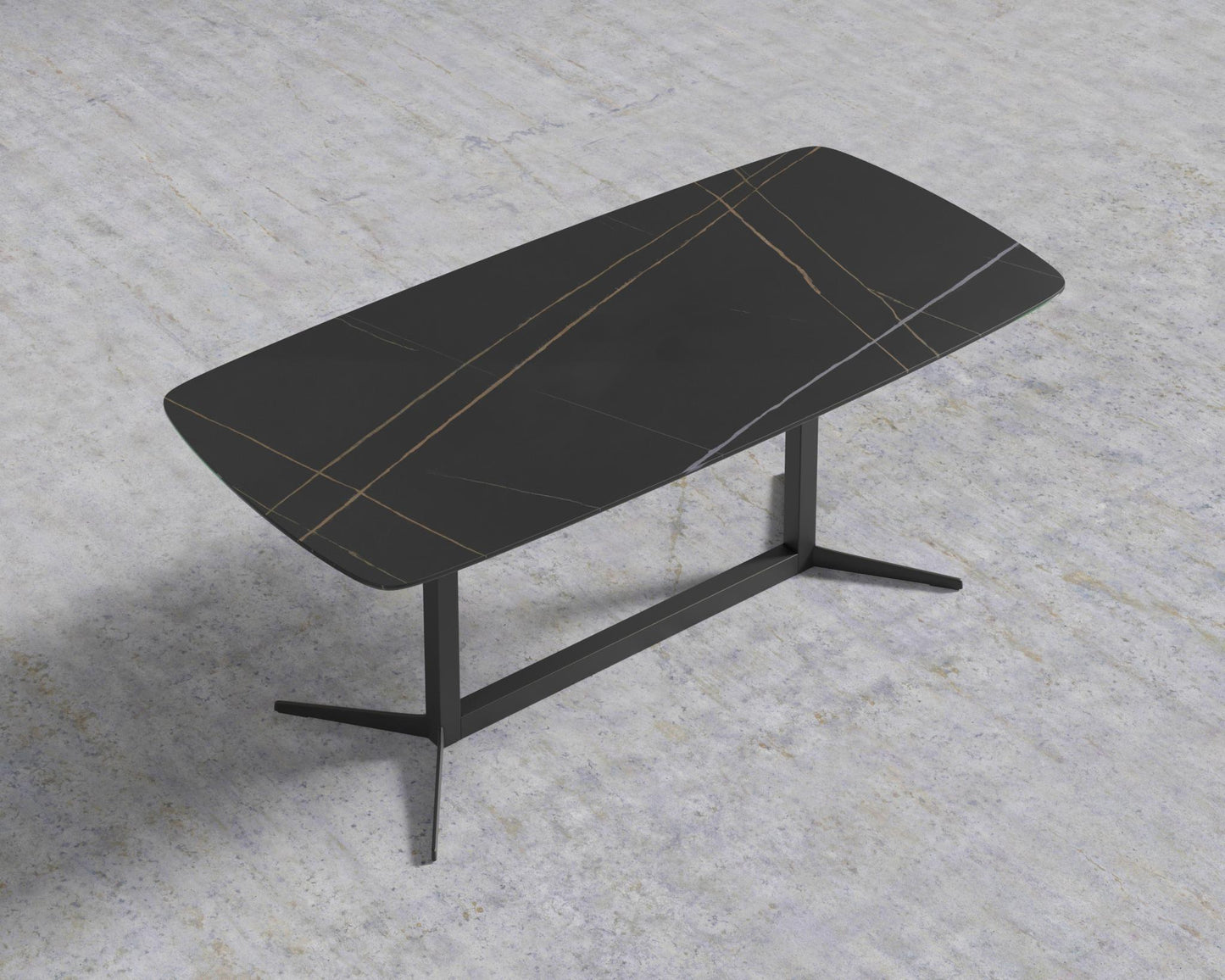Elaine Dining Table - Black - Elaine Outdoor, Black Pietra Ceramic w/ Tempered Glass, 71" | 180cm