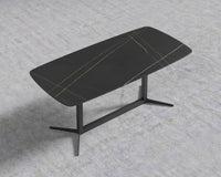 Elaine Dining Table - Black - Elaine Outdoor, Black Pietra Ceramic w/ Tempered Glass, 71" | 180cm