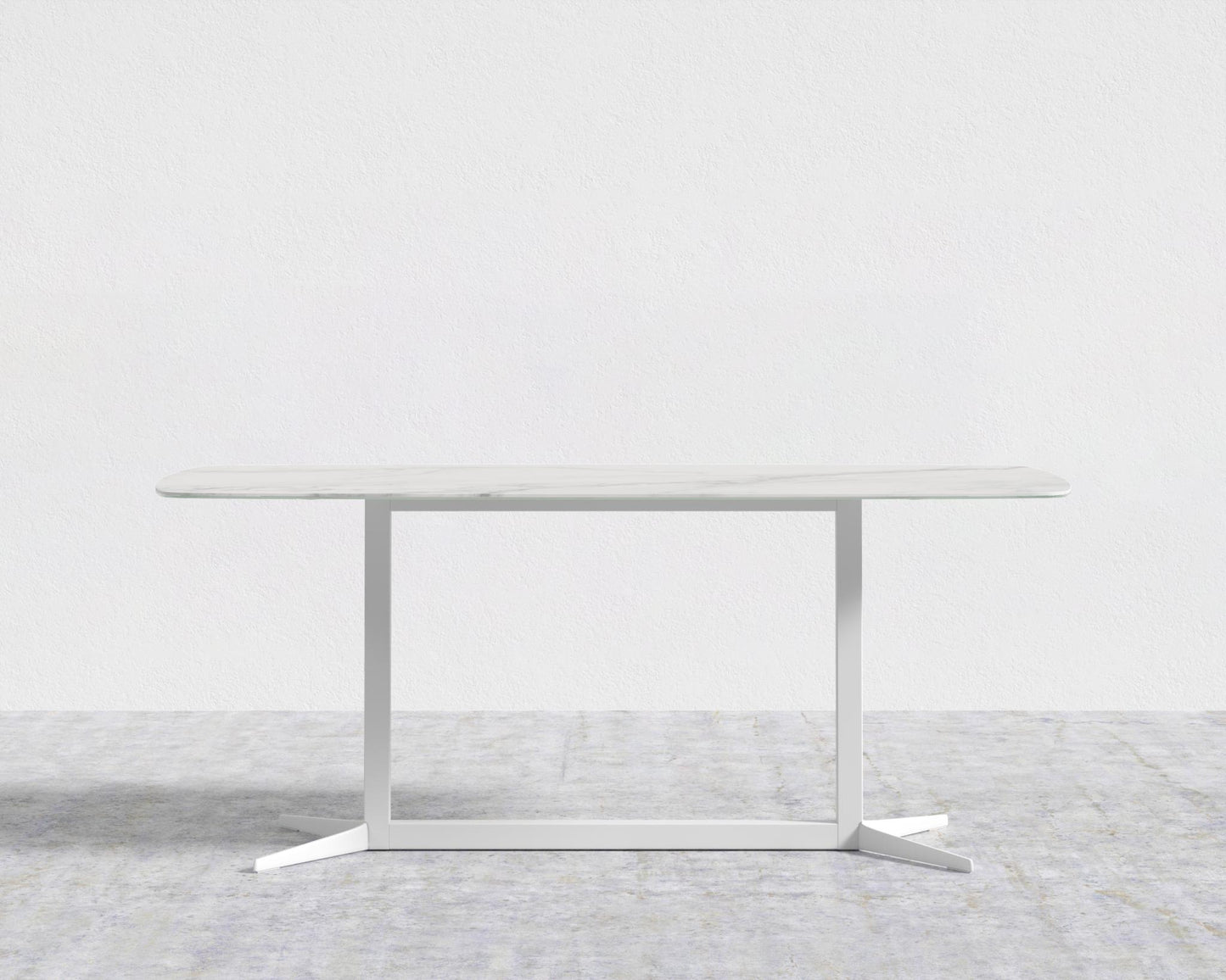 Elaine Dining Table - White - Elaine Outdoor, White Calacatta Ceramic w/ Tempered Glass, 71" | 180cm