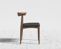 Elbow Chair - Walnut Stain, Microfiber Leather - Trento Jet Black