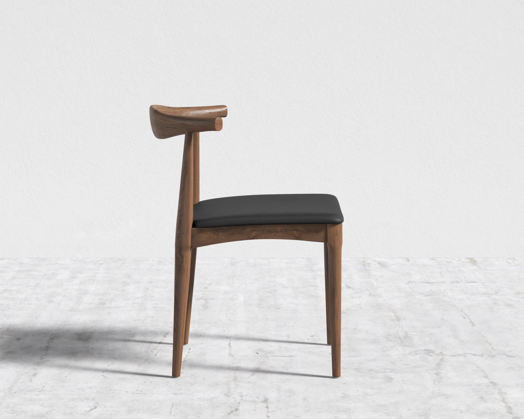 Elbow Chair - Walnut Stain, Microfiber Leather - Trento Jet Black