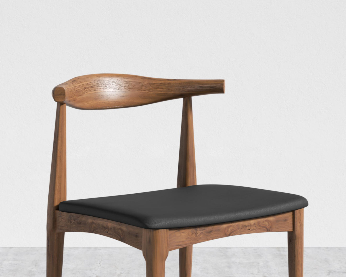 Elbow Chair - Walnut Stain, Microfiber Leather - Trento Jet Black