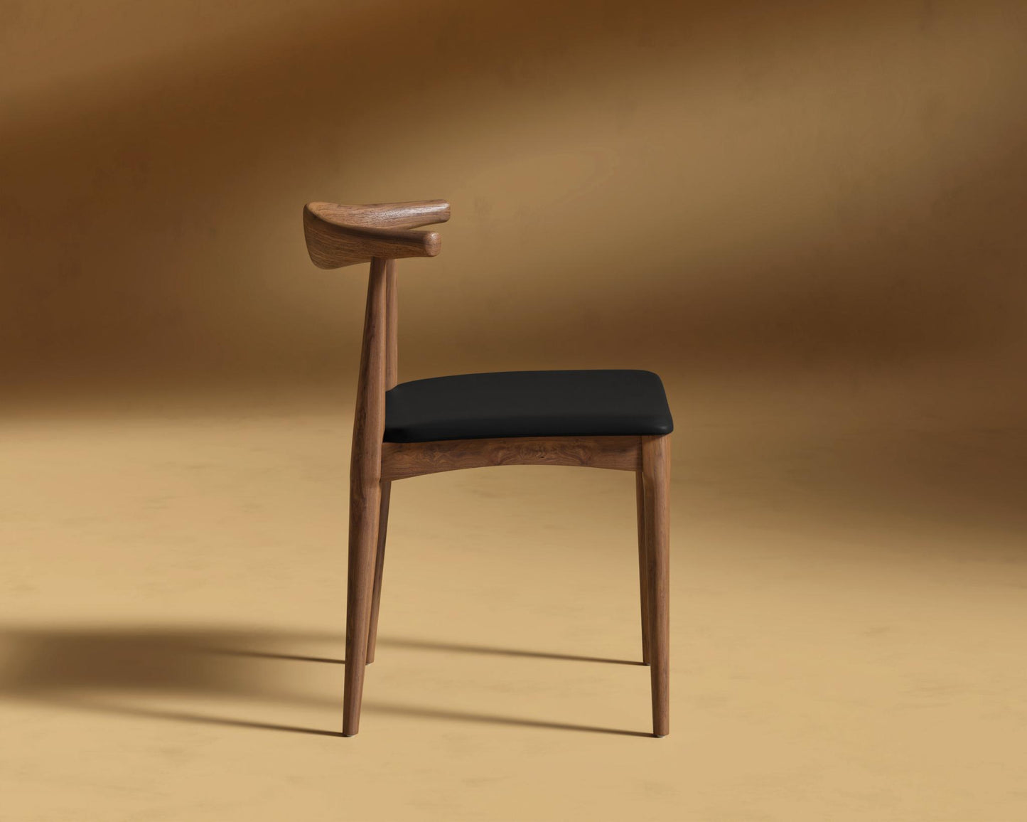 Elbow Chair - Walnut Stain, PU Leather - Monaco Black