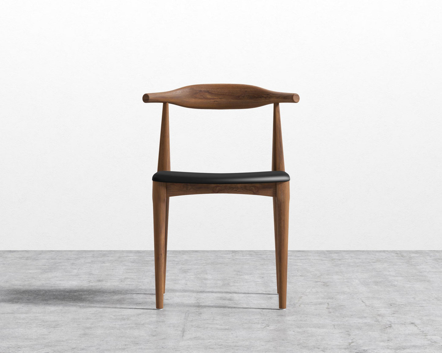 Elbow Chair - Walnut Stain, PU Leather - Monaco Black