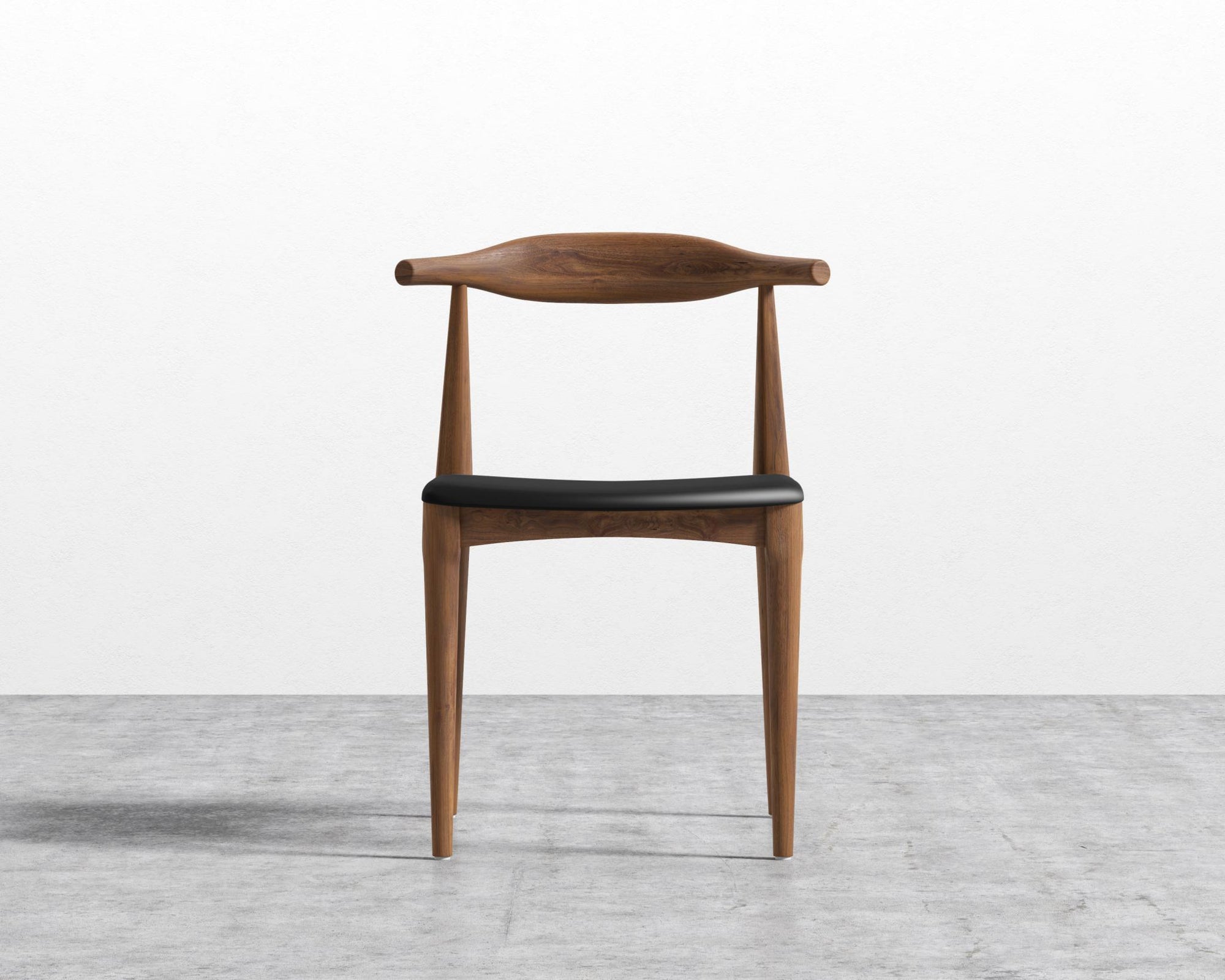 Elbow Chair - Walnut Stain, PU Leather - Monaco Black