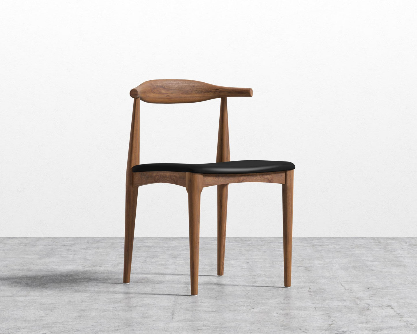 Elbow Chair - Walnut Stain, PU Leather - Monaco Black