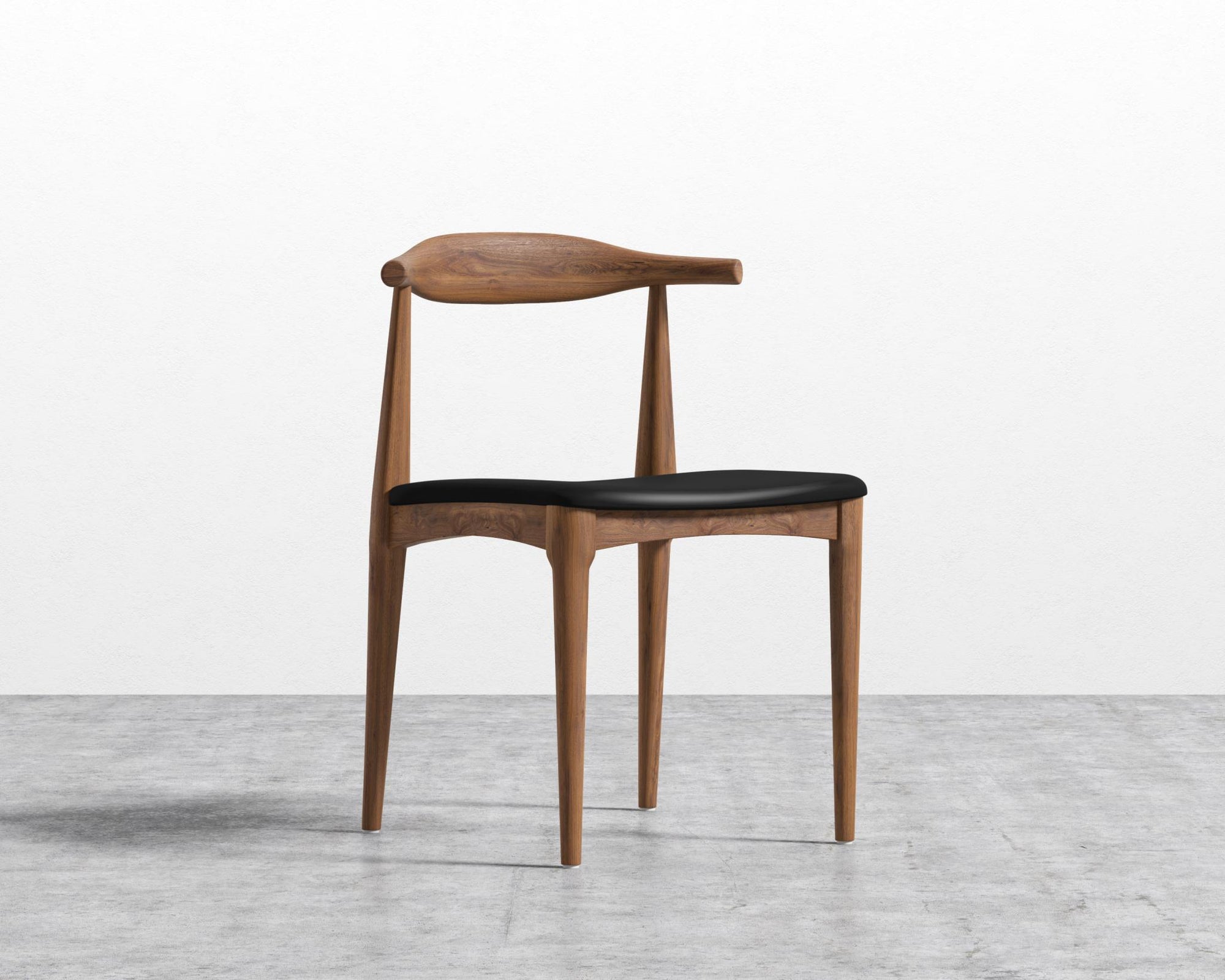 Elbow Chair - Walnut Stain, PU Leather - Monaco Black