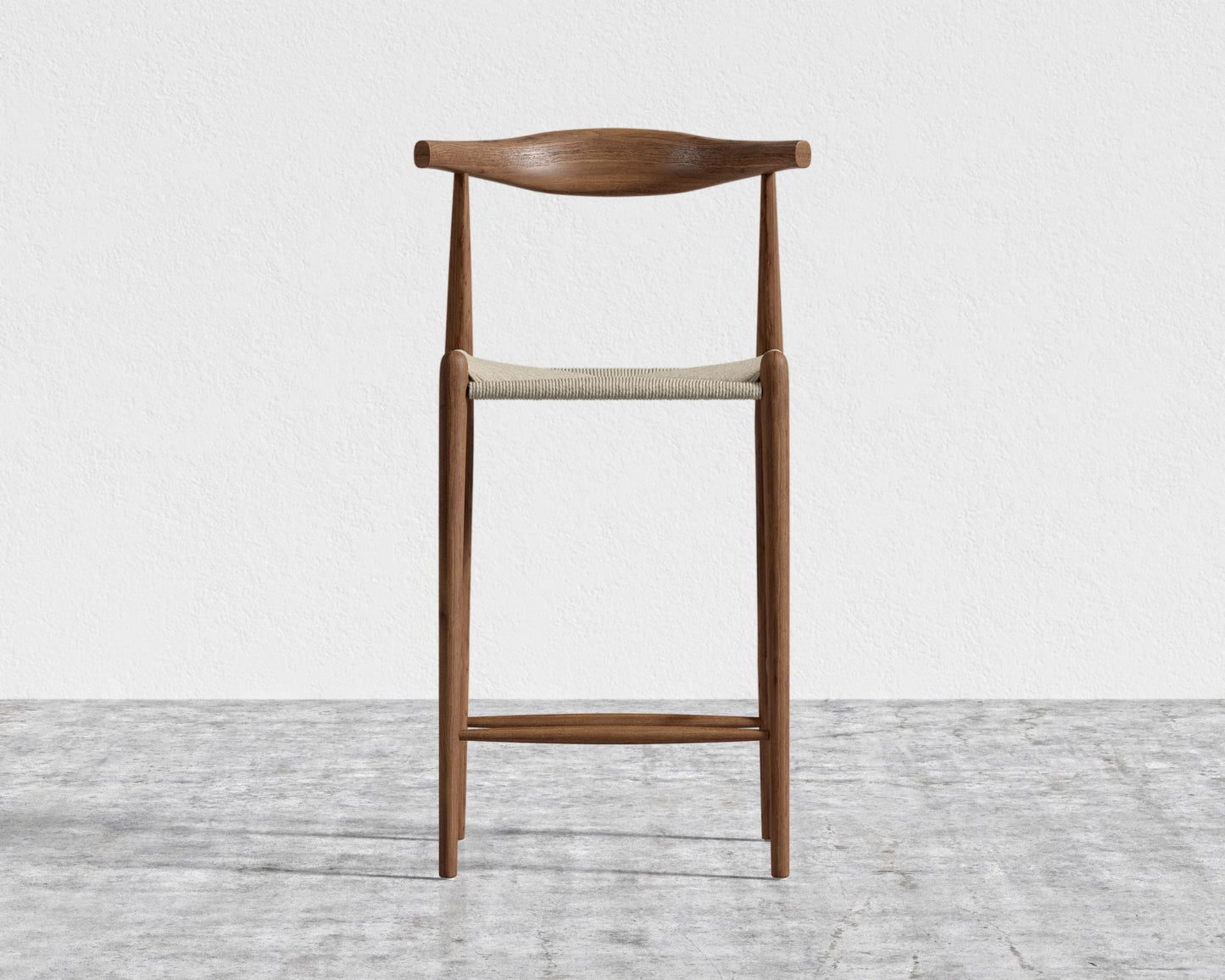 Elbow Counter Stool - Woven - Walnut Stain, Seat Color - Natural Seat Cord