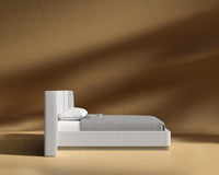 Eva Bed - King, Grey Oak Veneer, Performance Linen - Swan