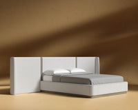 Eva Bed - King, Grey Oak Veneer, Performance Linen - Swan