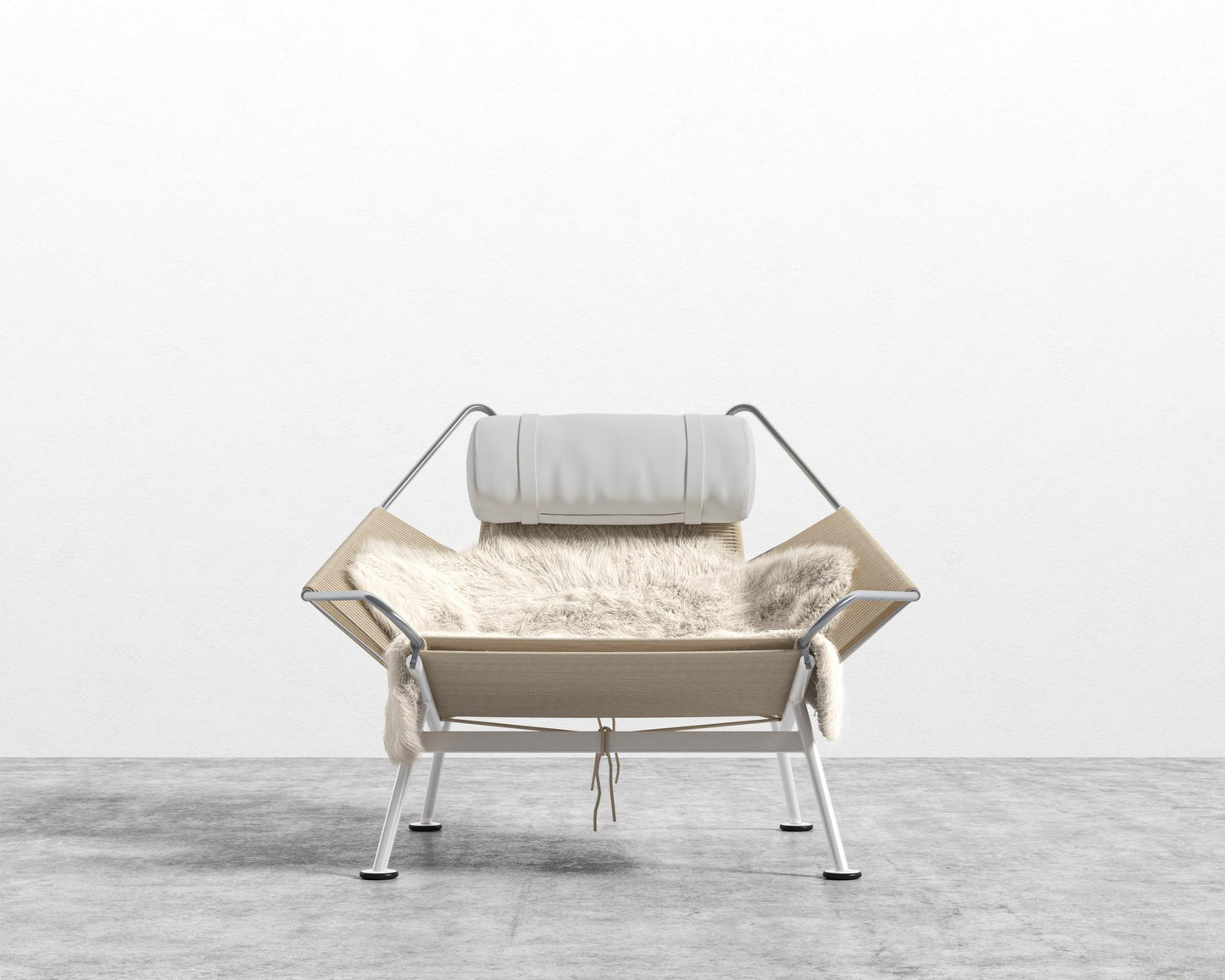 Flag Halyard Chair - White, Microfiber Leather - Trento Eggshell