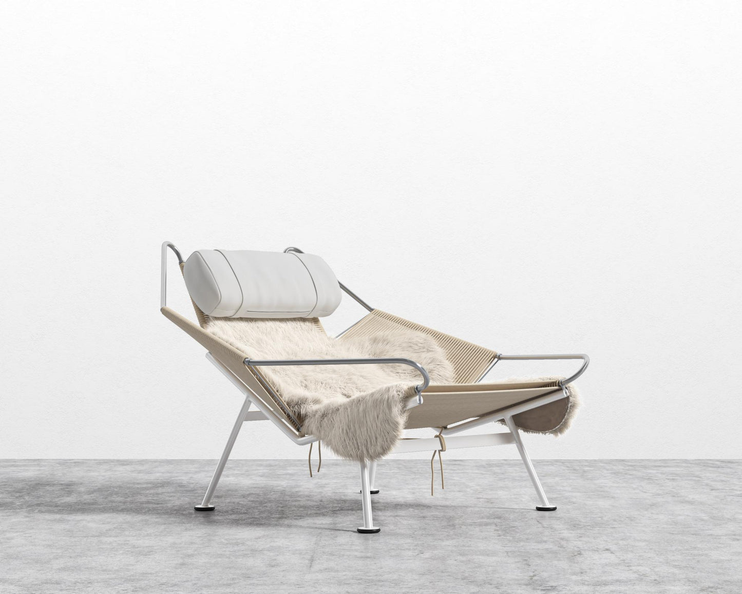 Flag Halyard Chair - White, Microfiber Leather - Trento Eggshell