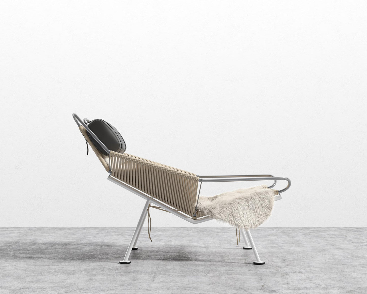 Flag Halyard Chair - White, Microfiber Leather - Trento Jet Black