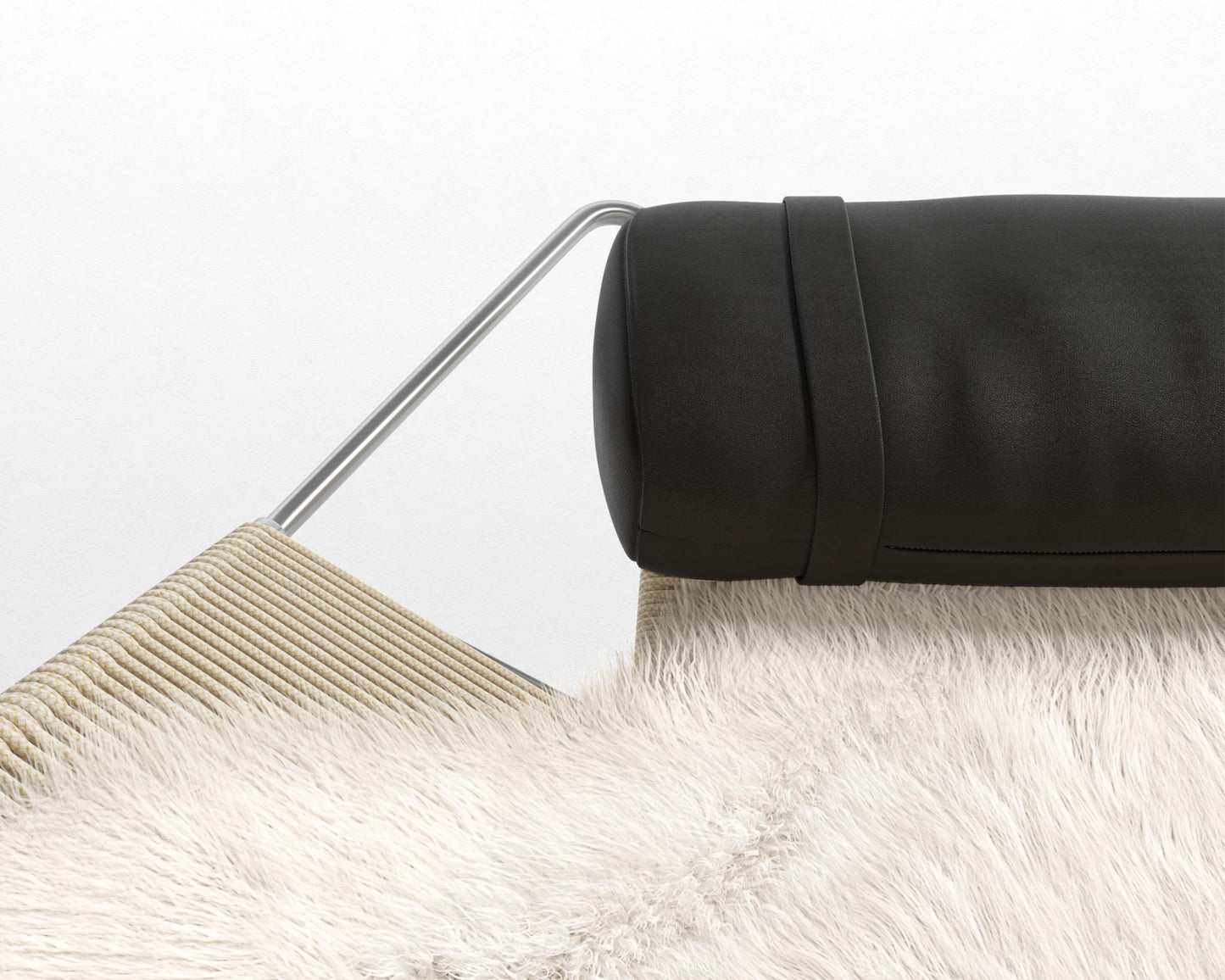 Flag Halyard Chair - White, Microfiber Leather - Trento Jet Black