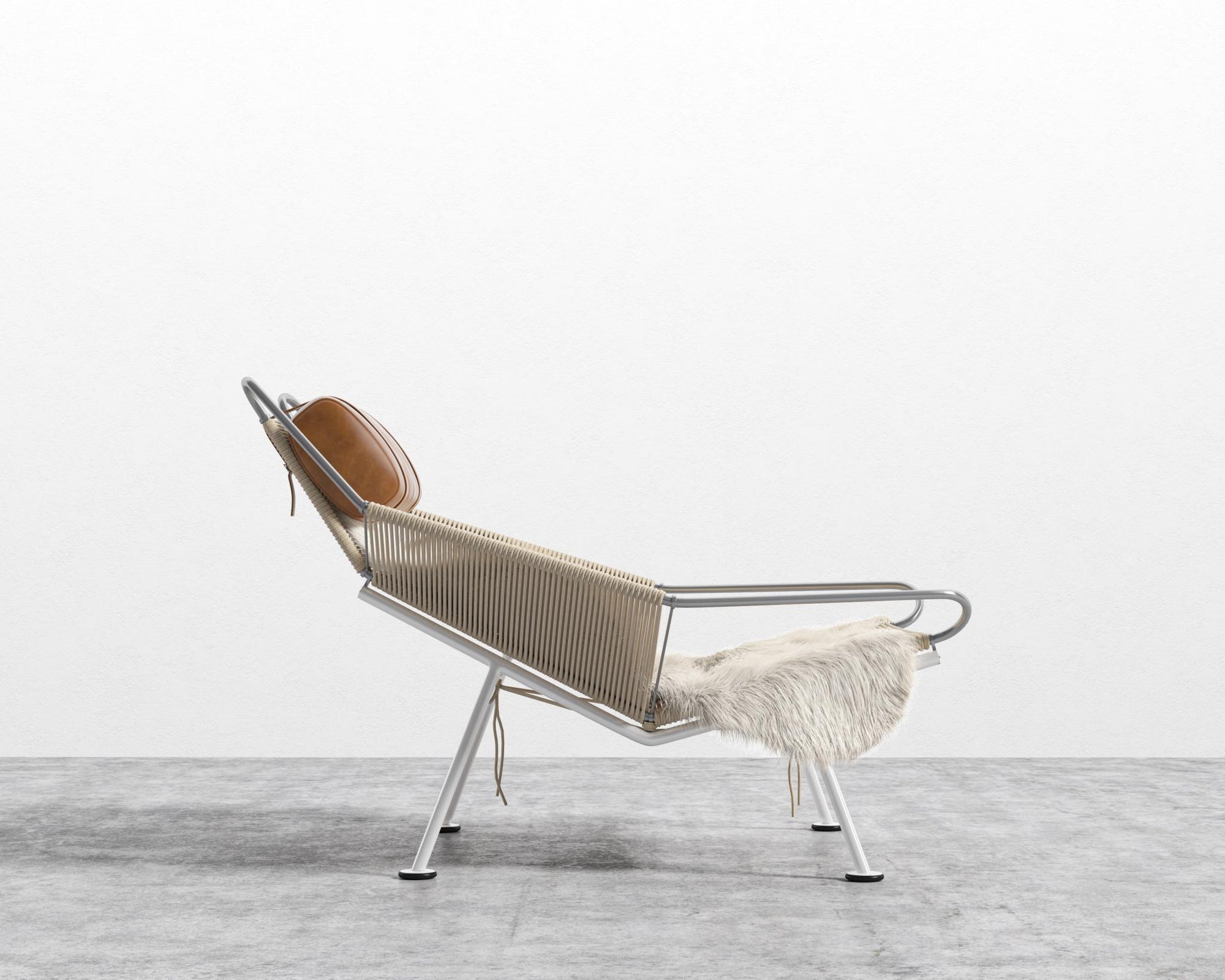 Flag Halyard Chair - White, Microfiber Leather - Trento Morocco