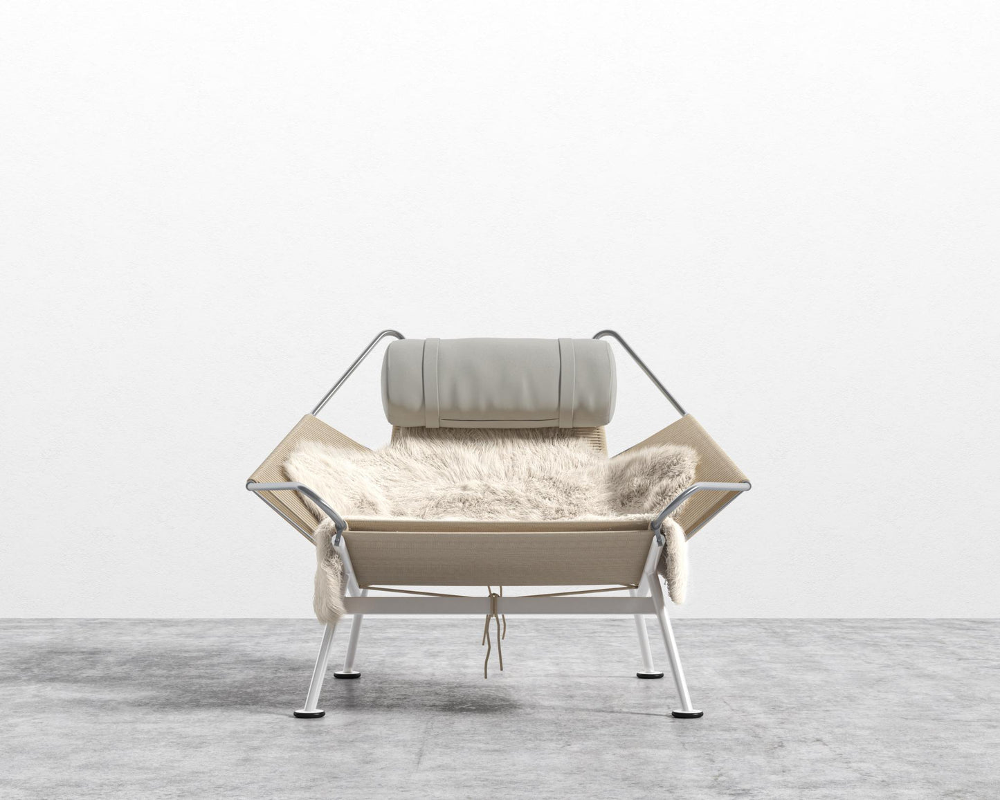 Flag Halyard Chair - White, Microfiber Leather - Trento Taupe