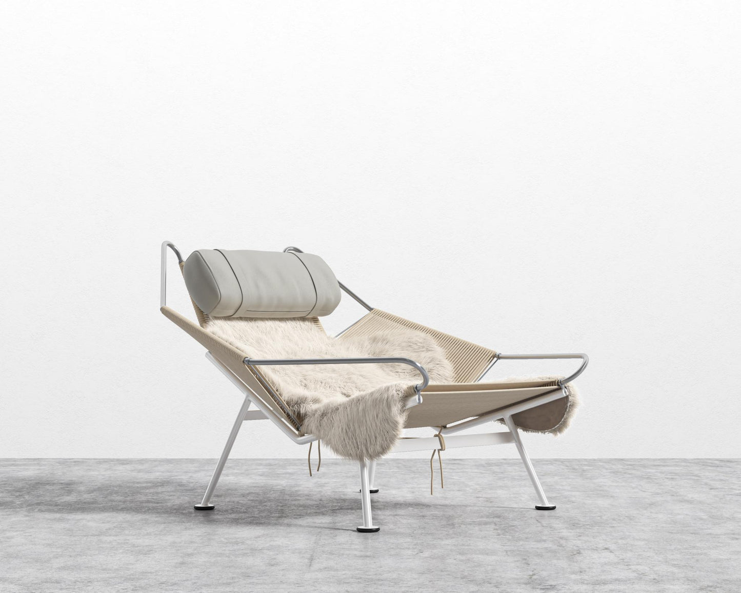 Flag Halyard Chair - White, Microfiber Leather - Trento Taupe