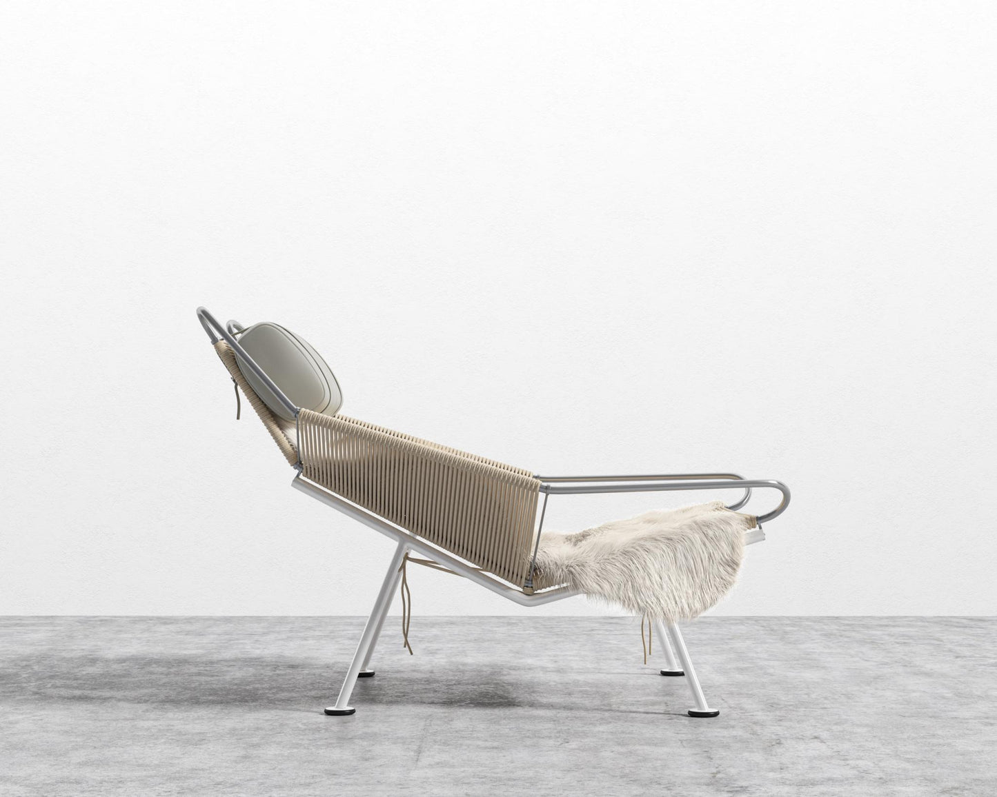 Flag Halyard Chair - White, Microfiber Leather - Trento Taupe