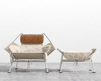 Flag Halyard Chair and Ottoman - White, Microfiber Leather - Trento Morocco