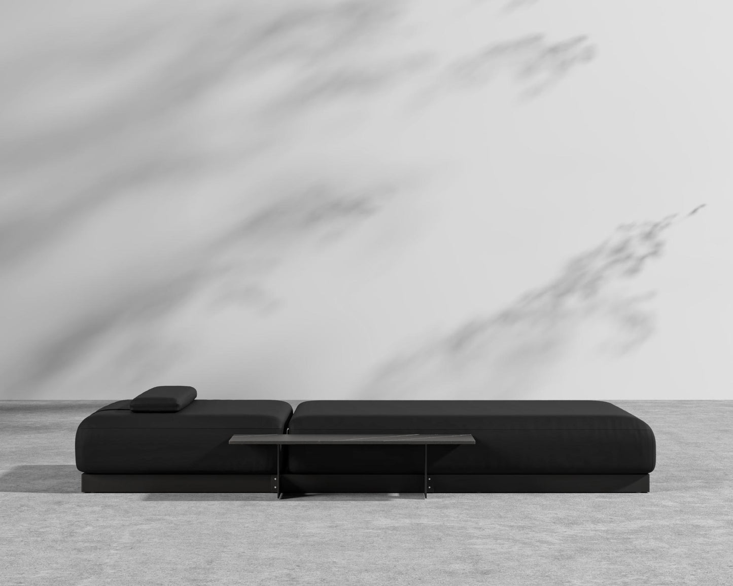 Florian Outdoor Lounger - Arcadia Cushion, Arcadia / Black Frame, Black Pietra Ceramic